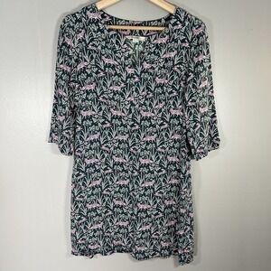 Boden Fox and Rabbit Floral‎ Print Midi Dress Cottagecore Whimsical Size 6P